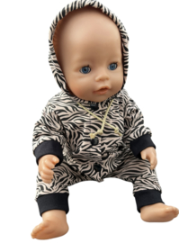 Onesie  zebra zand/zwart voor babyborn pop 43 cm