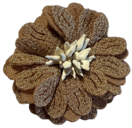 Stoffen bloem 4,5 cm lichtbruin/crème