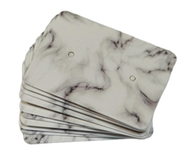 Oorbellen kaartjes marmer wit grijs 35x25 mm, per 10 stuks
