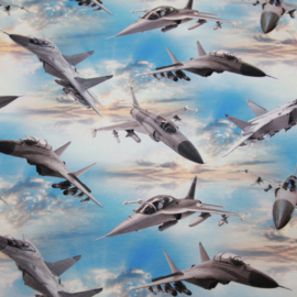 Digitale print tricot: FIGHTER JETS, per 25 cm