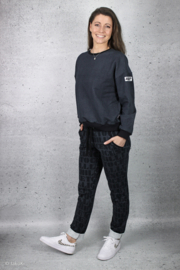 Brushed joggingstof: effen zwart (Swafing kleur 299), per 25 cm
