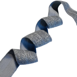 Elastisch band glitter zilver 16mm per 0,5 meter