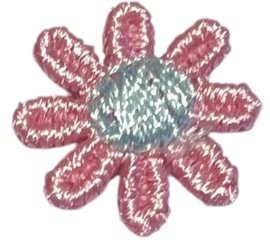Kanten bloemetje roze/blauw 15mm