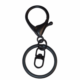 Keyring sleutelhanger 30 mm kleur zwart, per stuk