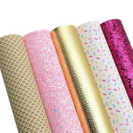 5x PU leer A4 lapjes; ijsjes set
