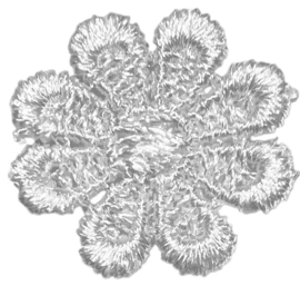 Bloemetje geborduurd wit  +/- 24 mm