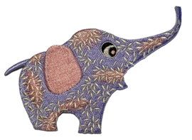 Applicatie retro olifant lila, 125x75 mm