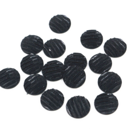 Flatback, rondje shiny zwart met ribbel 12mm, per 2 stuks
