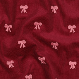 Babycord: embroidery bows bordeaux, per 25 cm