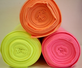 Neon oranje boordstof. Rondgebreid 35 cm. Per 25 cm