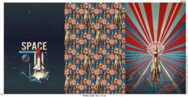 Panel French terry tricot: Rocket to the sky 75x150 cm Stenzo