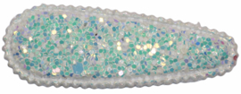Kniphoesje wit met lichtblauwe glitters, 55 mm