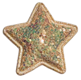 Applicatie glitter ster 38mm, perzik