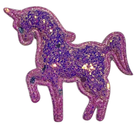 Unicorn applicatie glitter 60x55 mm paars