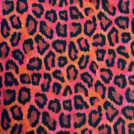 Tricot (digitale print): Fancy leopard red, per 25 cm