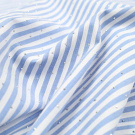 Cotton Stretch Poplin Stripe Rhinestone, per 25cm