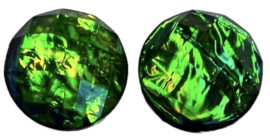 Flatback cabochon green/gold metal foil 12mm, per 2 stuks