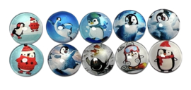 Glas cabochons 12 mm pinguïns: 10 stuks