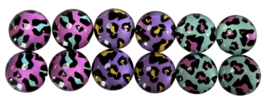 Glas cabochons 12 mm panter: 12 stuks