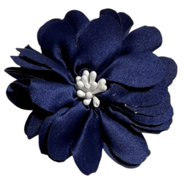 Stoffen bloem 5 cm donkerblauw
