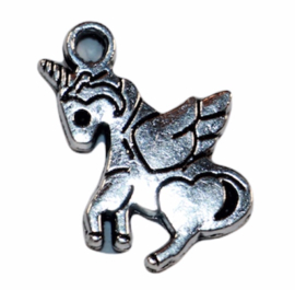 Bedeltje unicorn oud-zilverkleur 18x14 mm, per stuk