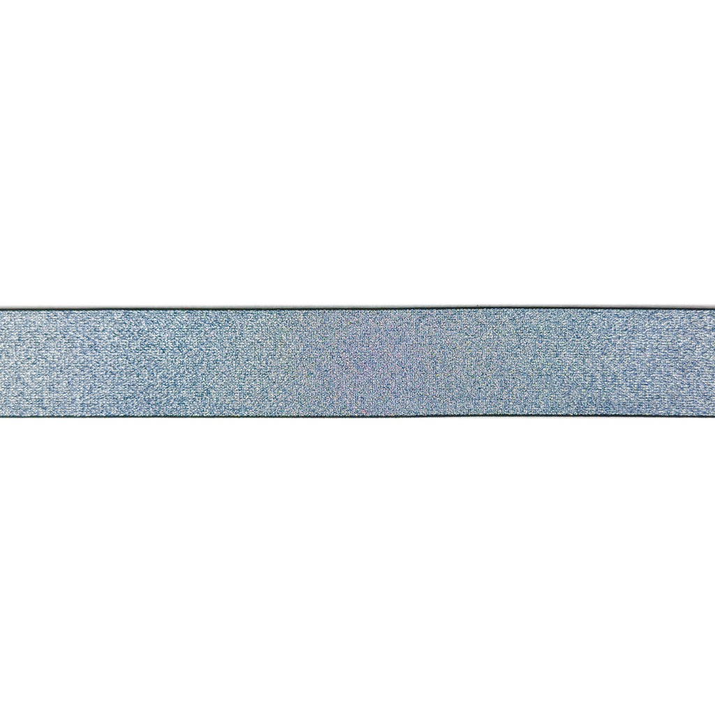 Elastiek GLITTER ZILVER/JEANS 40 mm, per 0,5 meter