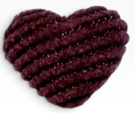 Rib hartje met spiegeltje op achterzijde 16x16 mm, bordeaux