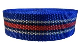 Tassenband kobaltblauw/ grijs/ donkerblauw/ rood 30mm STEVIG, per 0,5 meter