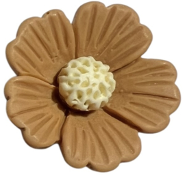 Flatback bloemetje beige/crème 21 mm