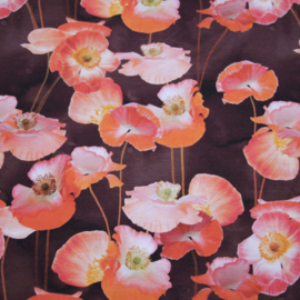 Digitale print tricot: FLOWERS MAUVE, 275x145 cm coupon
