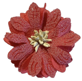 Stoffen bloem 4,5 cm watermeloen/crème