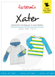 Farbenmix papier patroon skatershirt met capuchon/ longsleeve  J/M 86/92 - 170/176