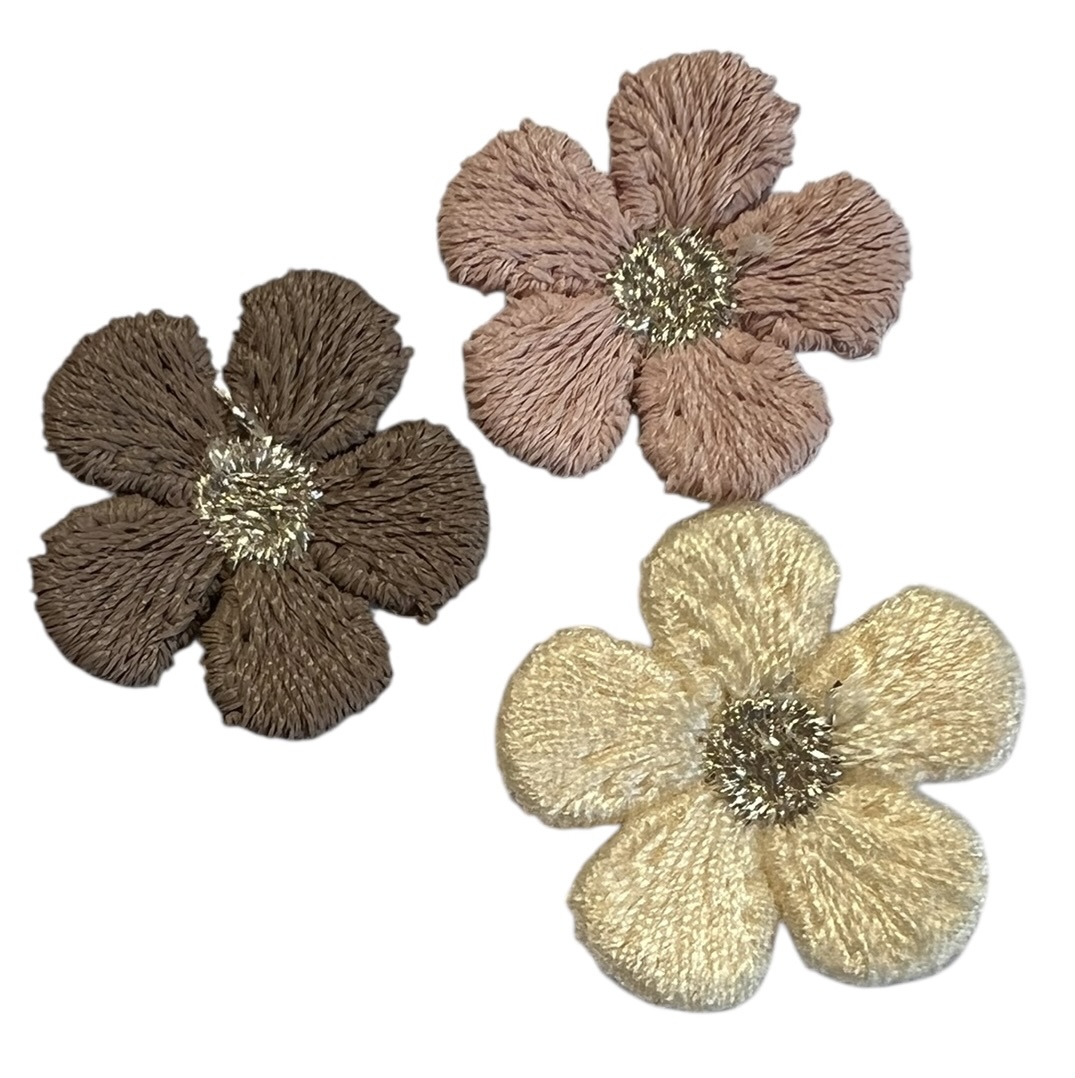 Geborduurd bloemetje bruin/taupe 20 mm