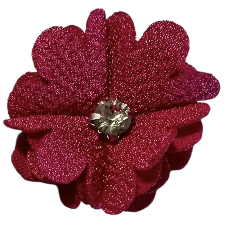 Stoffen bloem 35 mm knalroze met bling-bling