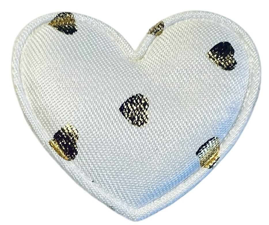 Hart glitters 30x35 mm wit met gouden hartjes