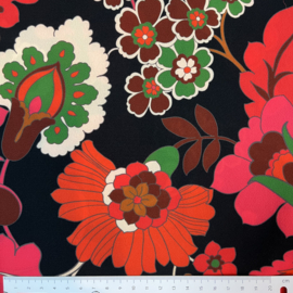 Soepele blouse stof zwart met bloemen (Editex) per 25 cm