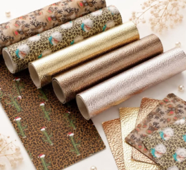 6x PU leer A4 lapjes; Kerst