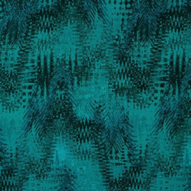 Satijn print (Viscose): Zig-zag petrol, per 25 cm