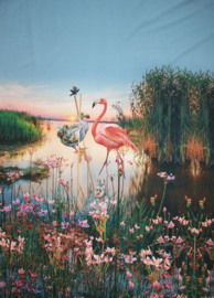 Panel digitale tricot: Flamingo lake 120x150 cm Stenzo