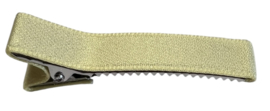 Alligator haarclipje 50x10 mm met stof bekleed; lichtgeel