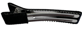 Alligator haarclipje 50x10 mm met stof bekleed; zwart