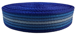 Tassenband kobalt/ lichtblauw/blauw 25mm EXTRA STEVIG, per 0,5 meter