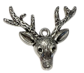 Rendier groot zilverkleur 38x32 mm, per stuk