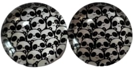 Glas flatback cabochon 12mm mini panda's, per 2 stuks