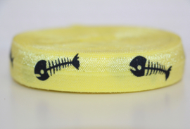 Elastisch band citroengeel/zwart fish bone 16 mm, laatste stuk 270 cm