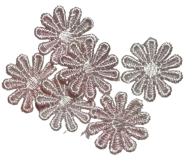 Bloemetje geborduurd roze met kleurnuances 25 mm, per stuk