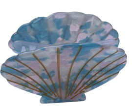 Haarklem schelp groot 60x40 mm blauw/lila+ goud