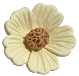 Flatback bloemetje crème/beige 21 mm