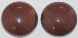 Glas flatback cabochon 12mm donkerbruin per 2 stuks