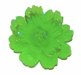 Flatback bloem parelmoer glans knalgroen 25mm